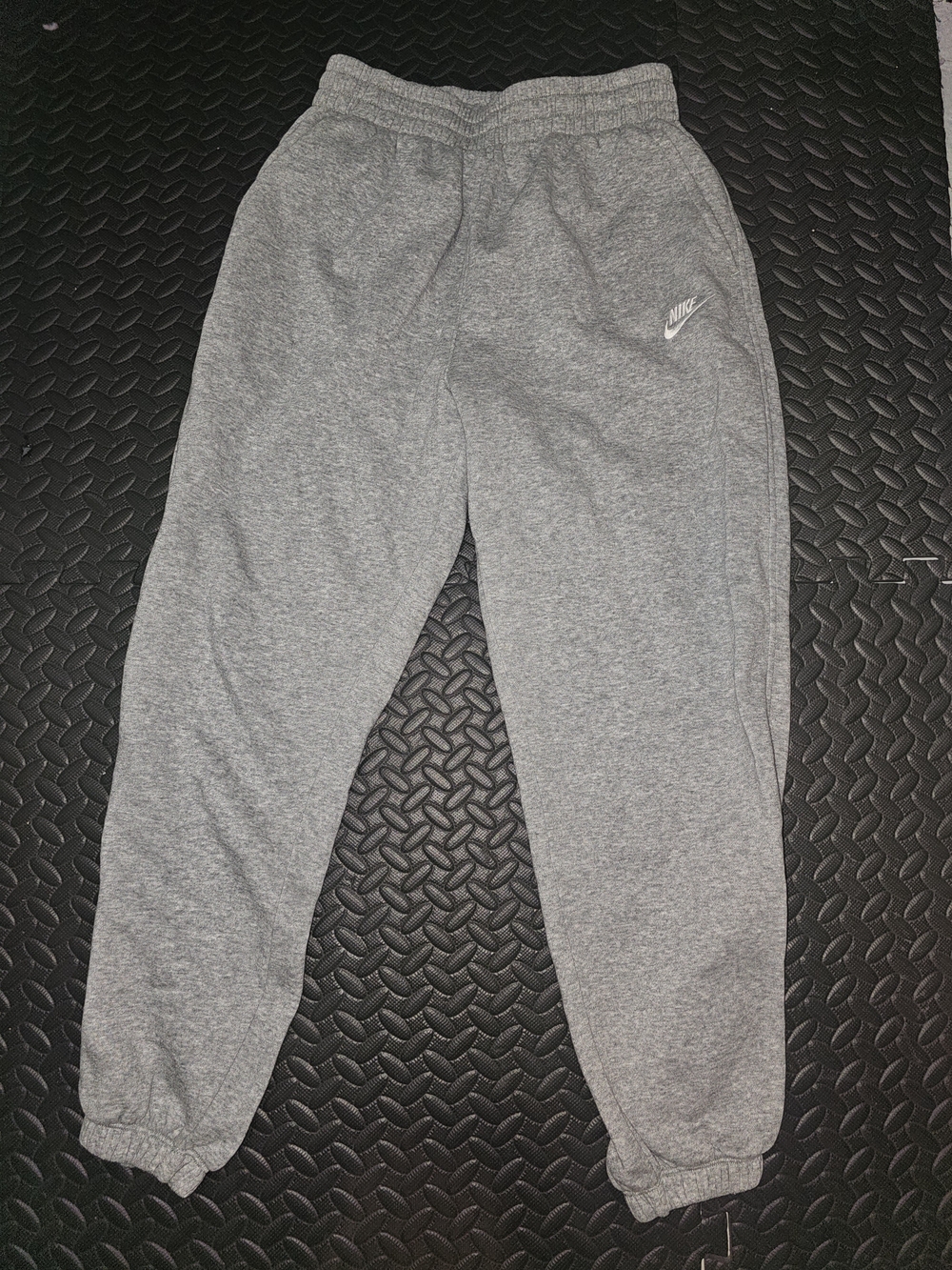 Nike Kids Gray Fleece Joggers with White Swoosh